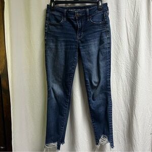 American Eagle Jeans Womens 4 Hi Rise Jegging Cropped Stretch Blue Denim